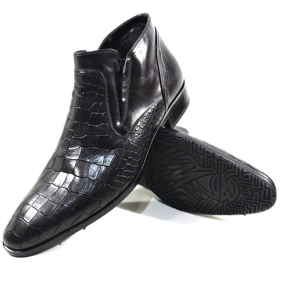 GOODMAN 🇮🇹 MEN'S BLACK SOFT LEATHER WINTER BOOTS SIZE 40 EU - Picture 7 of 8